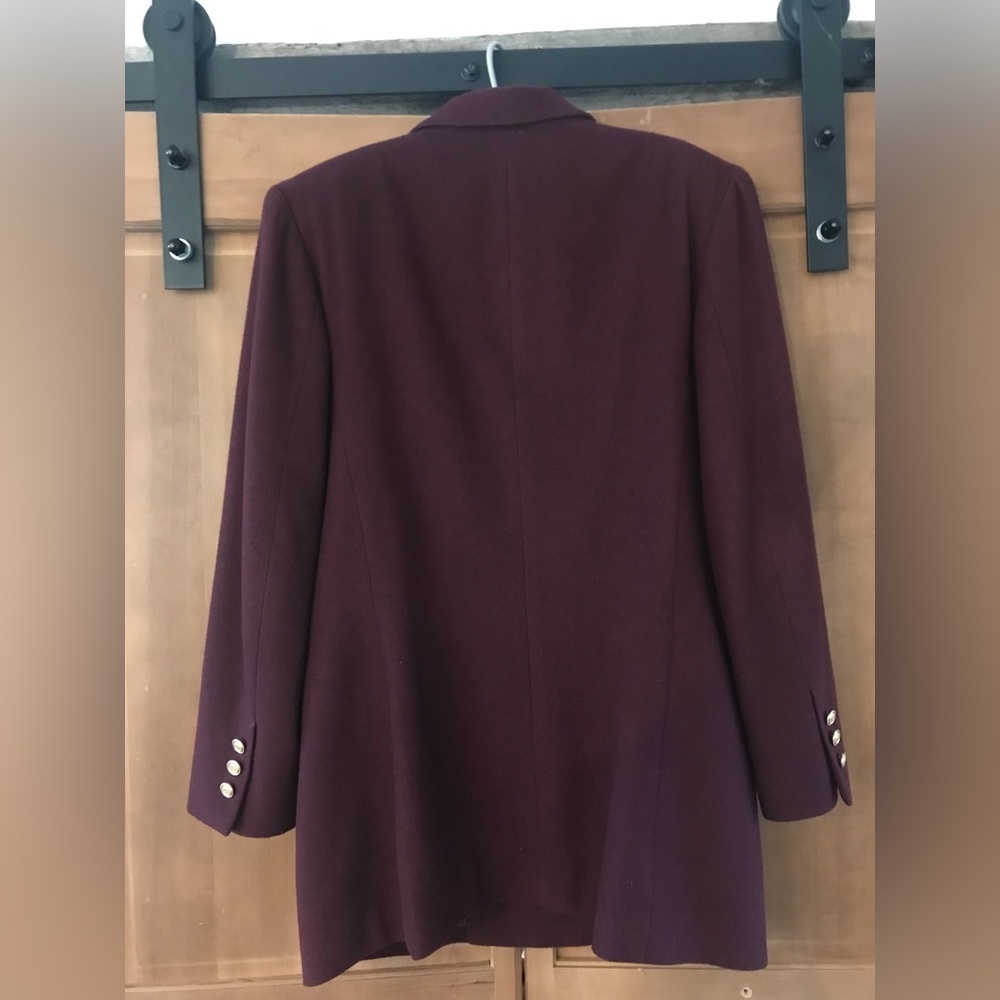 Vintage Liz Claiborne Dark Purple Wool 90’s Dress Jacket with Gold Buttons Sz 12 - Picture 3 of 10
